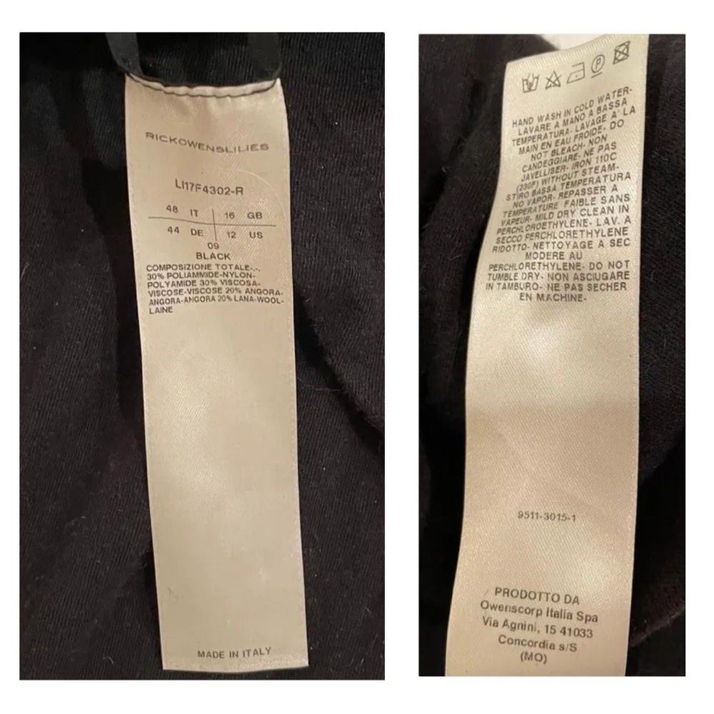 Rick Owens Women’s Lilies Black Wool Blend Skirt - Size 12 US - Picture 2 of 3